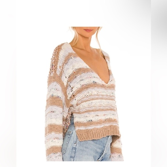 Free People Sweaters - Free People Lake Life Pullover Open Knit Cropped Sweater in Sunset Sand Size XS